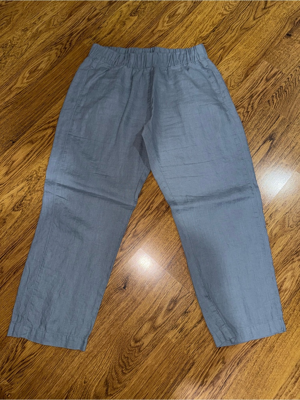 American Giant Women's Linen Dusty Blue Elastic-Waist Pants M